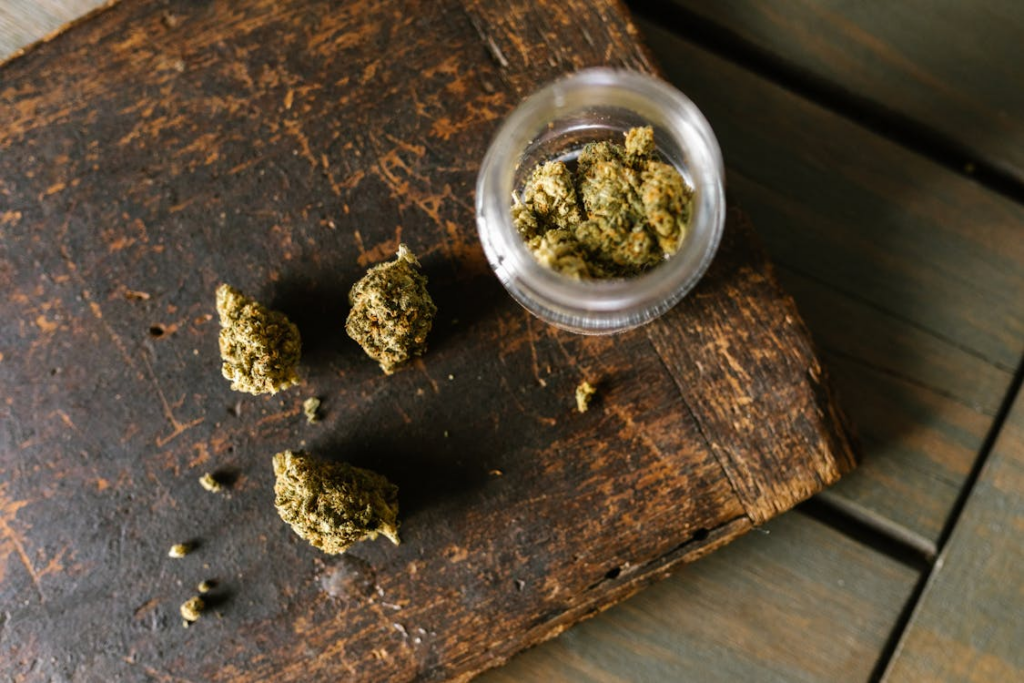 Cannabis buds in a jar